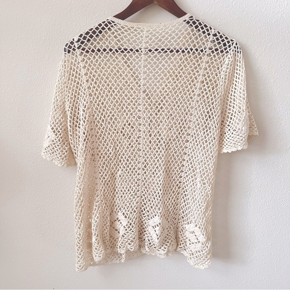 Free People Cream Open-Knit Summer Festival Beach Pool Top - Picture 4 of 4